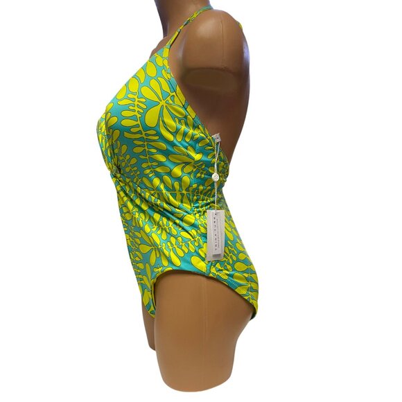 Trina Turks $184 Tropical Floral Print Halter One-Piece Swimsuit Size 8 NWT - Picture 4 of 10